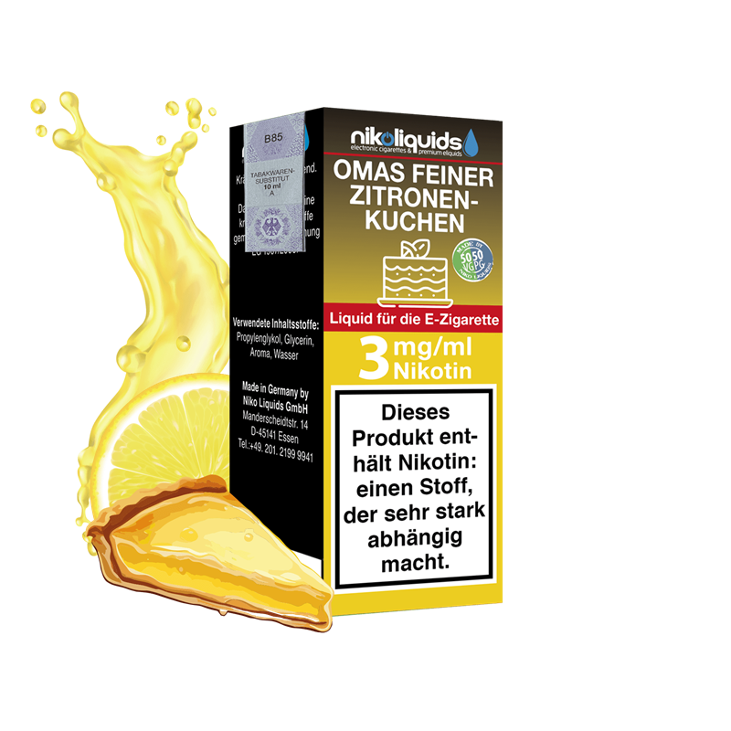 nikoliquids Omas Feiner Zitronenkuchen 50/50 - 10 ml E-Liquid