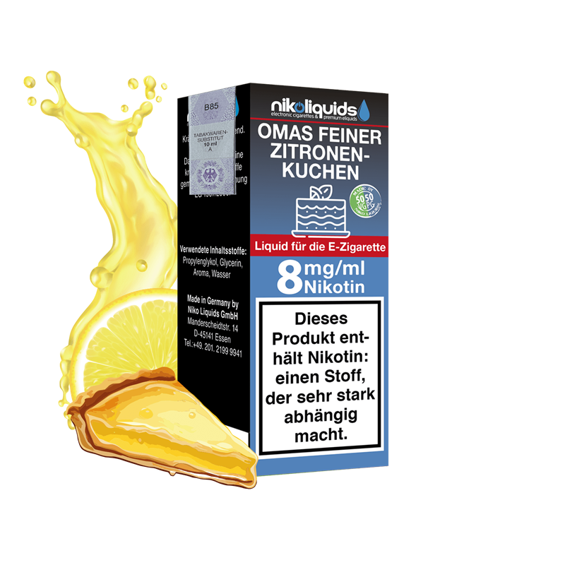 nikoliquids Omas Feiner Zitronenkuchen 50/50 - 10 ml E-Liquid
