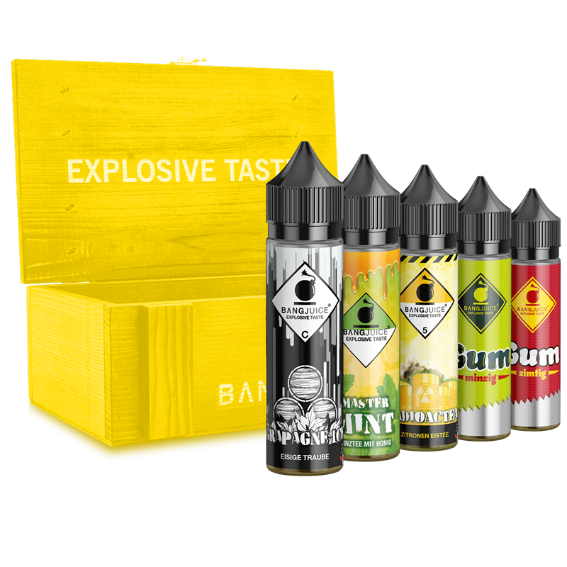 Bang Juice Bundle - Longfill Aroma - 5er Pack inkl. Holzkiste