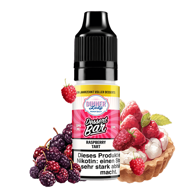 Dinner Lady Dessert Bar - Raspberry Tart - 10 ml Nikotinsalz Liquid