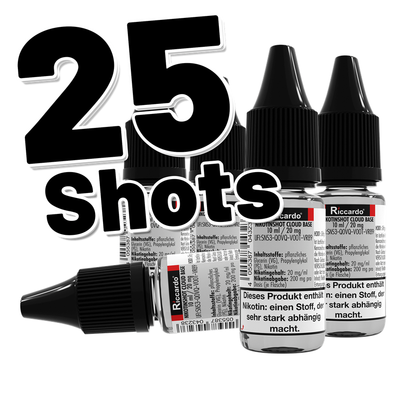 Riccardo Cloud Nikotin-Shot Bundle - 10 ml - 20 m g/ml - 25er Pack