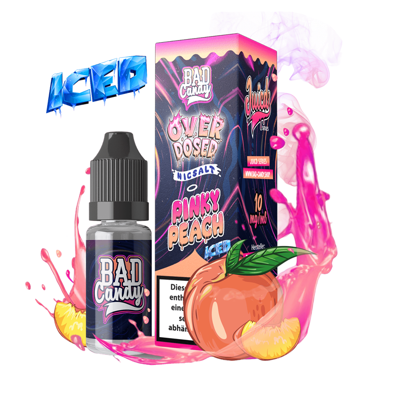 Bad Candy E-Liquid - OVERDOSED JUICD SERIES - Pinky Peach Iced  - 10 ml Nikotinsalz
