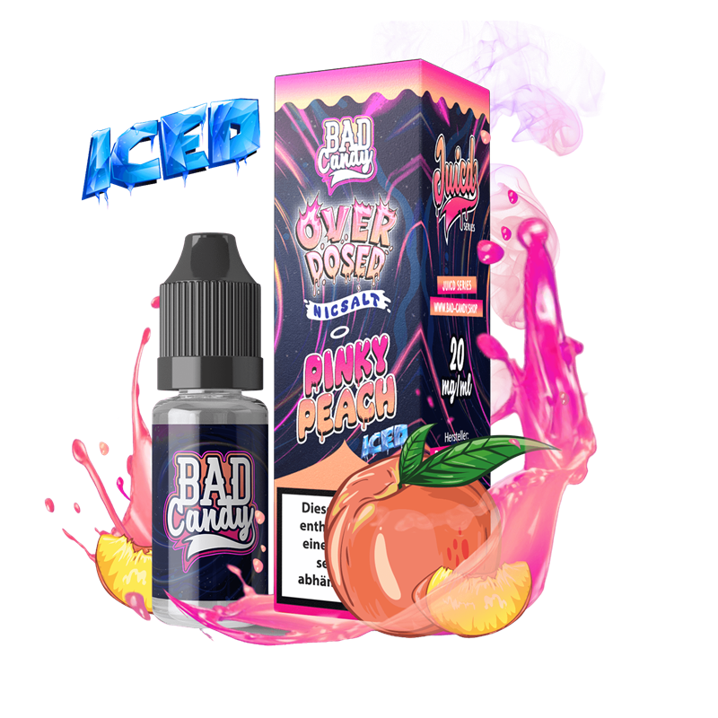 Bad Candy E-Liquid - OVERDOSED JUICD SERIES - Pinky Peach Iced  - 10 ml Nikotinsalz