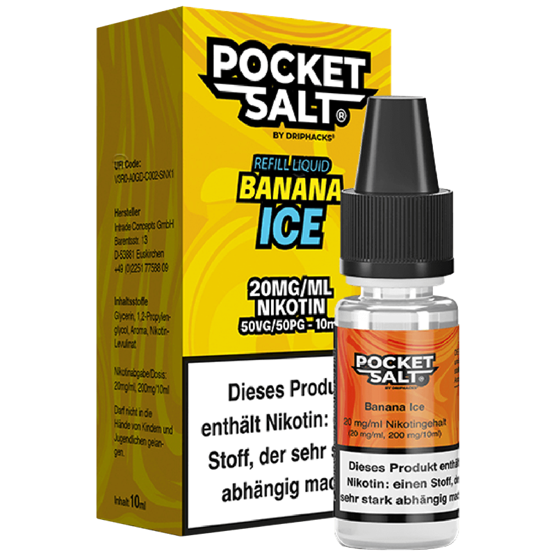 Drip Hacks Pocket Salt - Banana Ice - 10 ml Nikotinsalz Liquid 