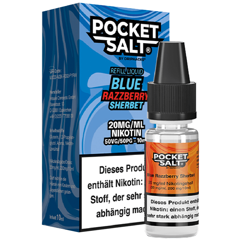 Drip Hacks Pocket Salt - Blue Raspberry Sherbet - 10 ml Nikotinsalz Liquid 