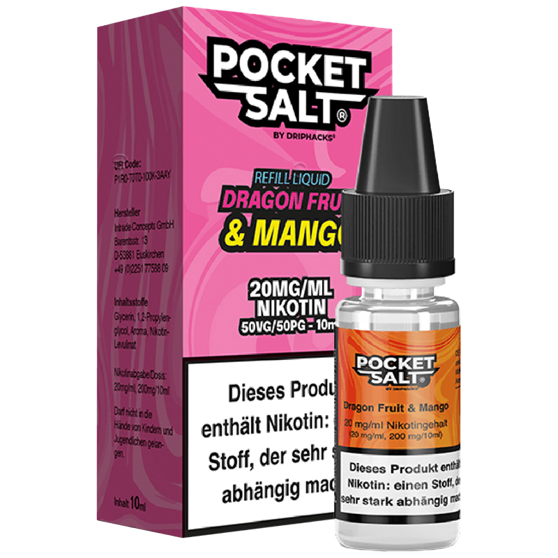 Drip Hacks Pocket Salt - Dragonfruit & Mango - 10 ml Nikotinsalz Liquid 