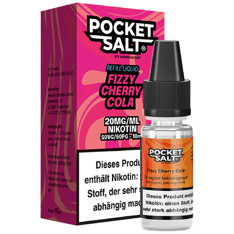 Drip Hacks Pocket Salt - Fizzy Cherry Cola - 10 ml Nikotinsalz Liquid 