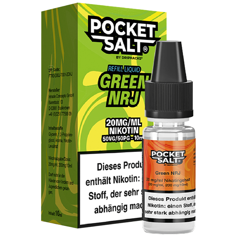 Drip Hacks Pocket Salt - Green NRJ - 10 ml Nikotinsalz Liquid 