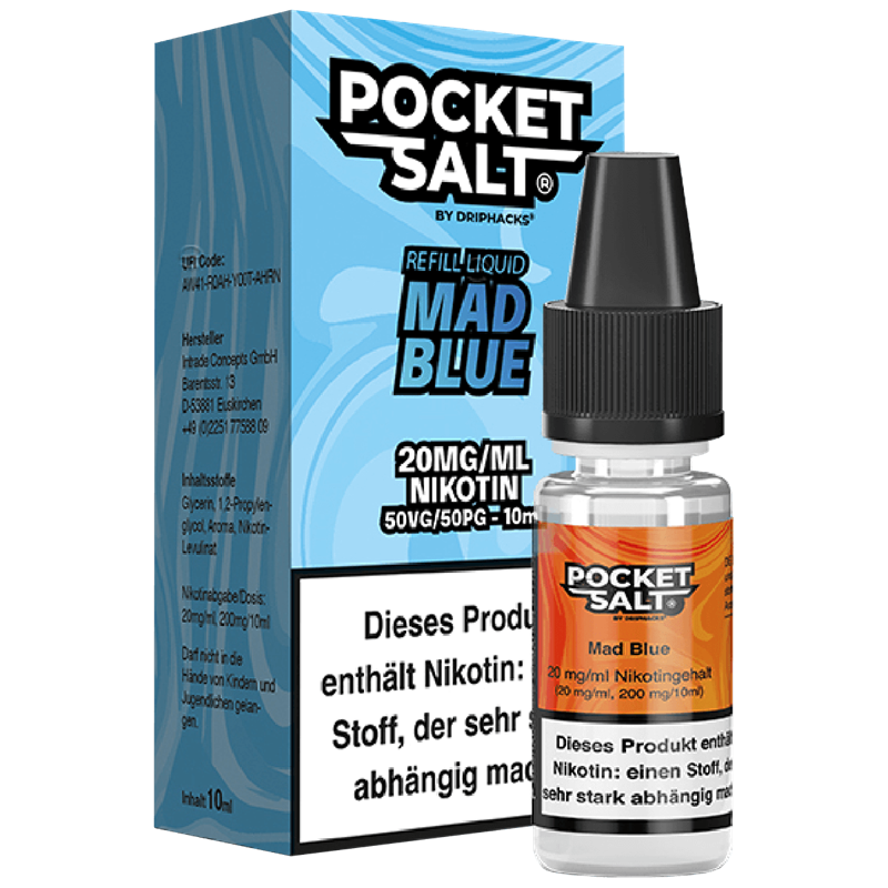 Drip Hacks Pocket Salt - Mad Blue - 10 ml Nikotinsalz Liquid 