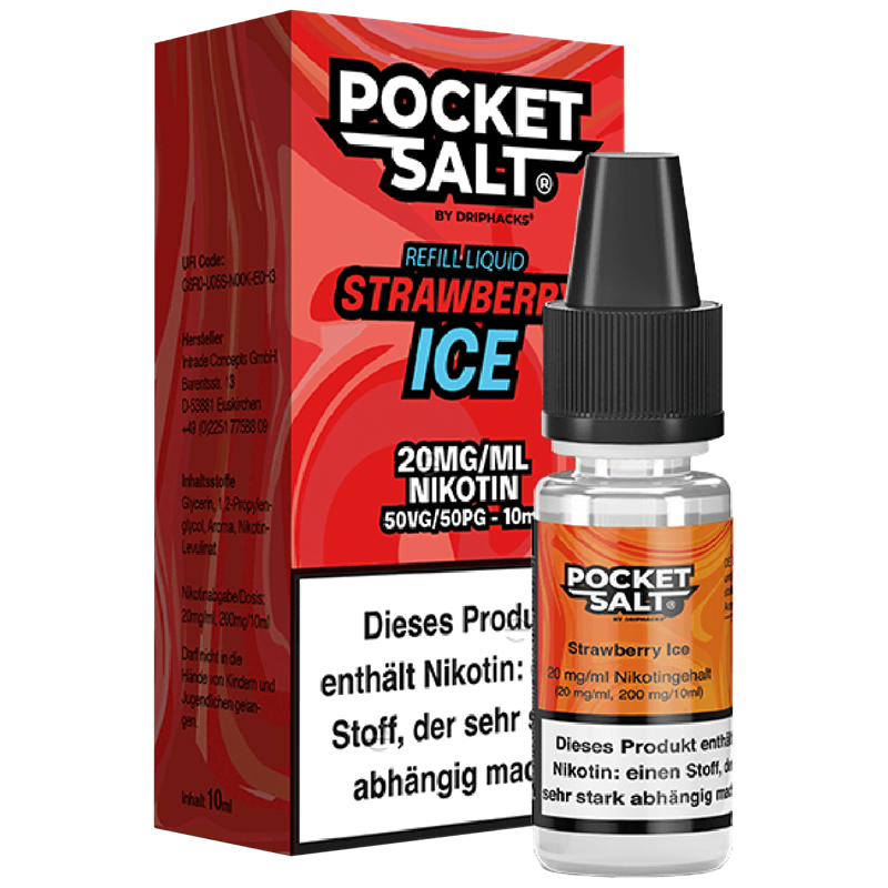 Drip Hacks Pocket Salt - Strawberry Ice - 10 ml Nikotinsalz Liquid 