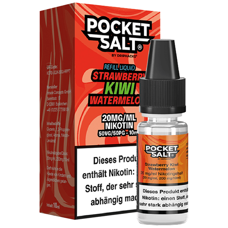 Drip Hacks Pocket Salt - Strawberry Kiwi Watermelon - 10 ml Nikotinsalz Liquid 
