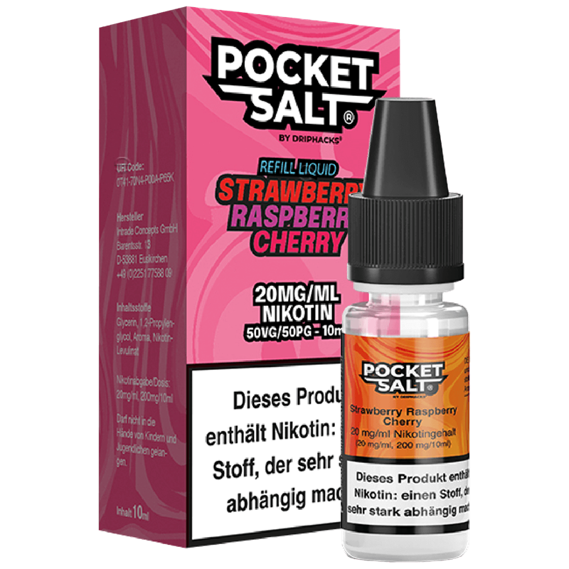 Drip Hacks Pocket Salt - Strawberry Raspberry Cherry - 10 ml Nikotinsalz Liquid 