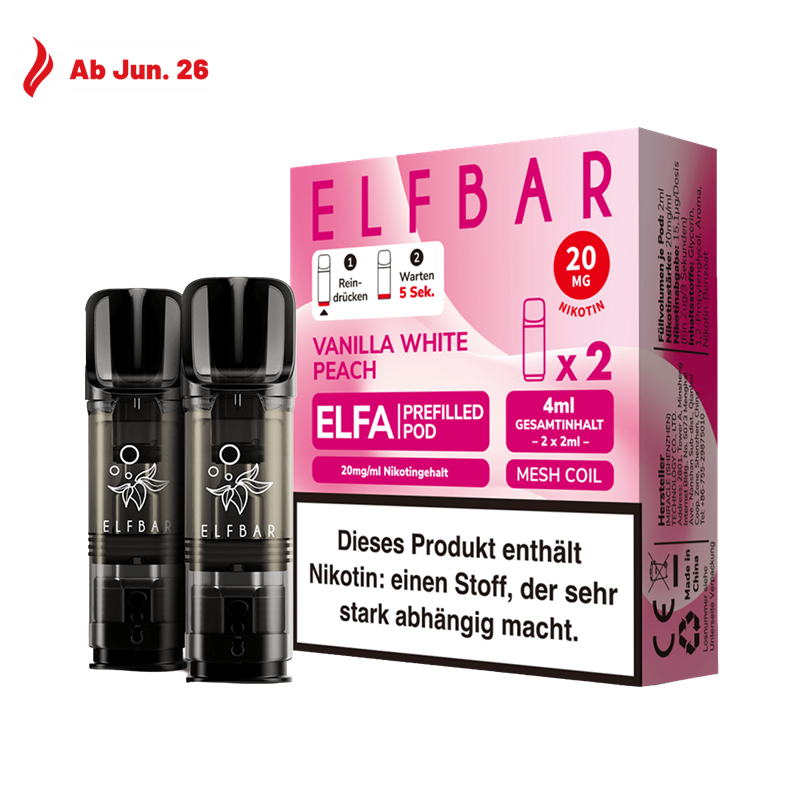 ELF Bar ELFA - Vanilla White Peach Pod - 2er Pack