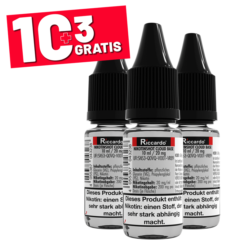 Riccardo� Cloud Nikotin-Shot Bundle - 10 ml - 20 ml mg/ml - 10 + 3