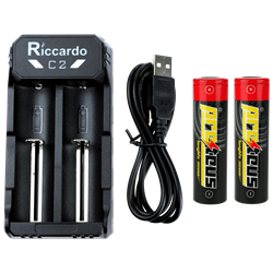 Riccardo Power Kit - C2 Ladegert und 2er Set Proteus longlife 18650 Akkus