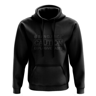 Bang Juice Hoodie Black Print Caution Stripes Merchandise