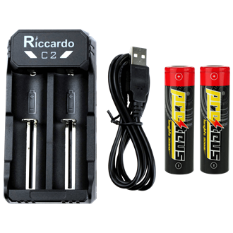 Riccardo Power Kit - C2 Ladegert und 2er Set Proteus longlife 18650 Akkus