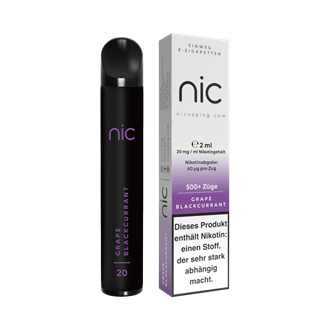 nic Vaping Grape Blackcurrant - Einweg E-Zigarette - 20 mg/ml